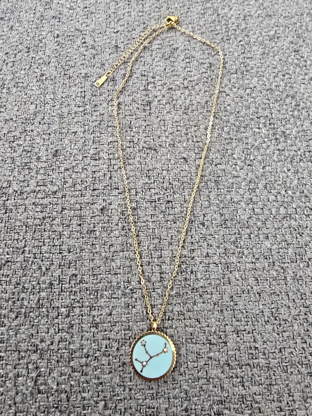 Gold Pendant Necklace with Turquoise Constellation Disc